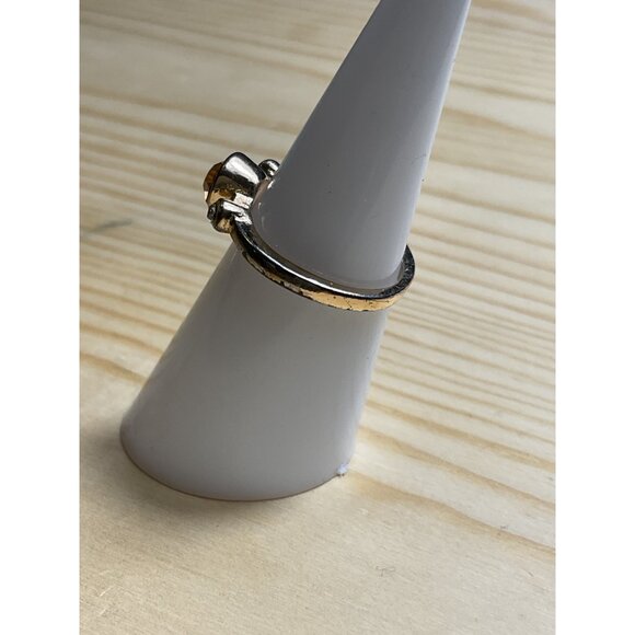 Gold-Tone Rhinestone Ring With Clear Stones & Centerpiece - Picture 3 of 4